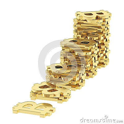 Stacks of bitcoin signs isolated Stock Photo