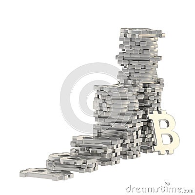 Stacks of bitcoin signs isolated Stock Photo