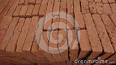 Stacks of bricks lined up Stock Photo