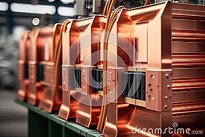 Stacks of cathode copper sheets Stock Photo