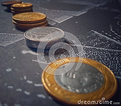 Money from Brazil, currencies from Brazil, cents Stock Photo