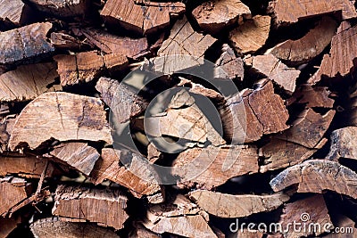 Stacks of firewood,Chopped firewood on a stack. Stock Photo