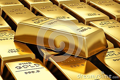 Stacks of gold bars Stock Photo