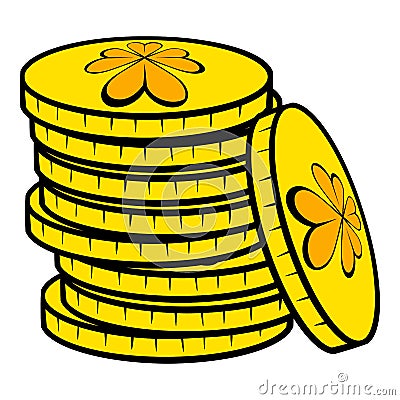 Stacks of gold coins icon, icon cartoon Vector Illustration