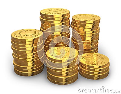 Stacks of golden coins Stock Photo