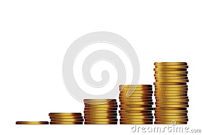 Stacks of growing gold coins - 3d rendering Stock Photo