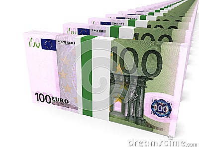 Stacks of money. One hundred euros. Cartoon Illustration