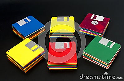 Stacks of Old Floppy Disks Stock Photo