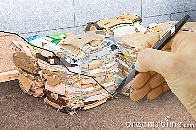 Stacks of paper and cardboard ready to be recycled - concept image Stock Photo