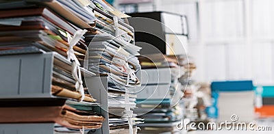 Stacks of paperwork in the office Stock Photo