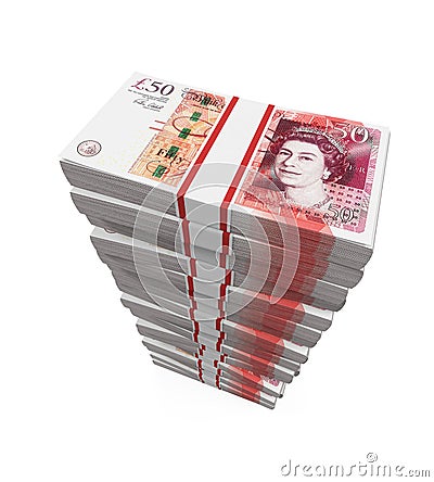 Stacks of 50 Pound Banknotes Editorial Stock Photo