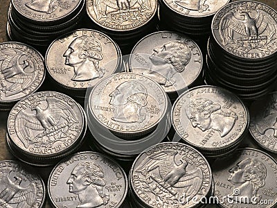 Stacks of Quarters Stock Photo