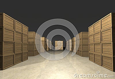 Stacks of wooden boxes Stock Photo