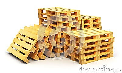 Stacks of wooden shipping pallets Stock Photo