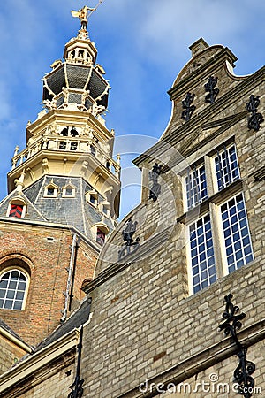 The Stadhuis Town Hall with its impressive decorated tower in Zierikzee Stock Photo