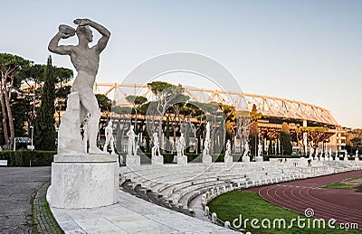 Stadio dei Marmi, Foro Italico, at sunrise, Rome Stock Photo