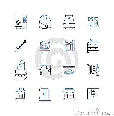 Stadium expansion line icons collection. Renovation, Expansion, Upgrade, Development, Improvement, Enlargement, Addition Vector Illustration