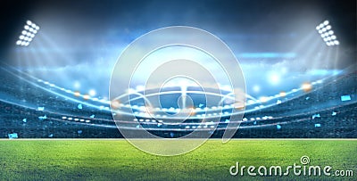 Stadium in lights and flashes 3d. Stock Photo