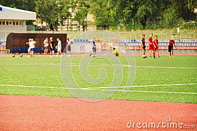 Stadium. Treadmill and football field. Stock Photo