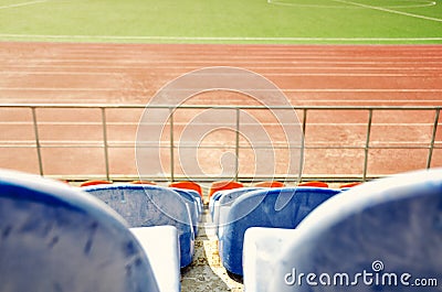 Stadium. Treadmill and football field. Stock Photo