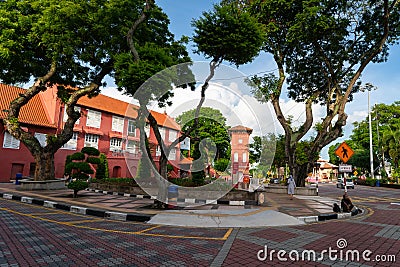 Stadthuys and Clock Tower on Dutch Square, Melaka Editorial Stock Photo