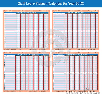 Staff holiday plan 2018 Vector Illustration