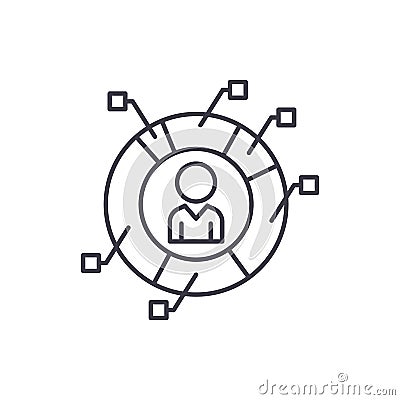 Staff metrics line icon concept. Staff metrics vector linear illustration, symbol, sign Vector Illustration