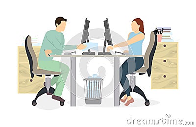 Staff in office. Vector Illustration