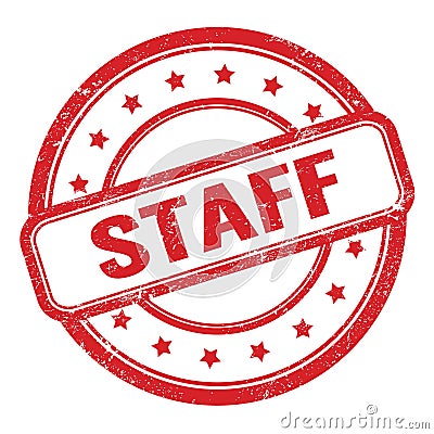 STAFF text on red grungy vintage round stamp Stock Photo