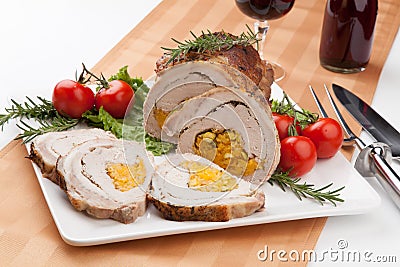 Staffed Pork Loin Roulade Stock Photo