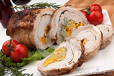 Staffed Pork Loin Roulade Stock Photo