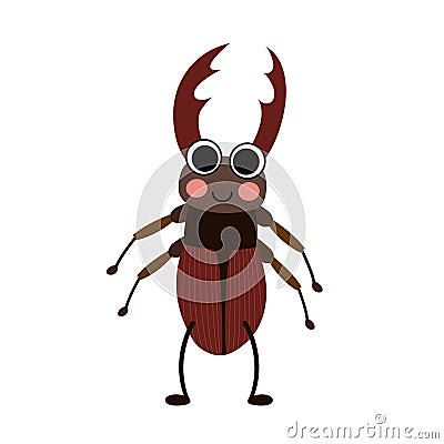 Stag Beetle animal cartoon character vector illustration Vector Illustration