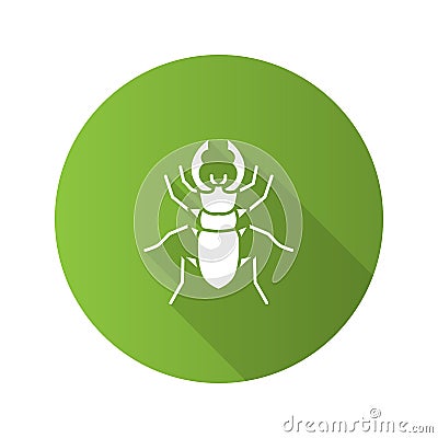 Stag beetle flat design long shadow glyph icon Vector Illustration