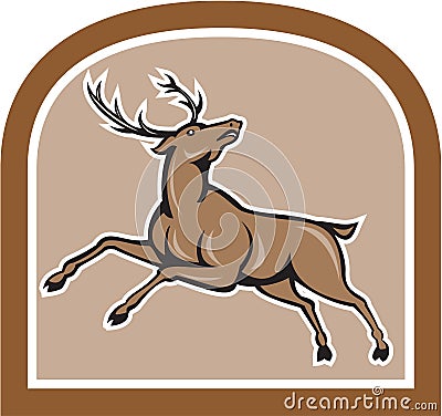 Stag Deer Looking Up Jumping Cartoon Vector Illustration