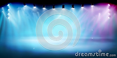 The stage illuminated by spotlights. Abstract vector illustration. Cartoon Illustration