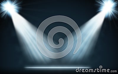 Stage blue spotlights Cartoon Illustration