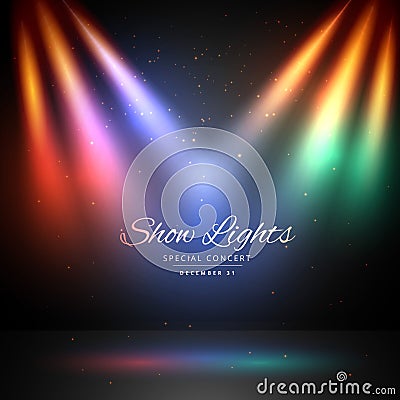 Stage with colorful lights background Vector Illustration