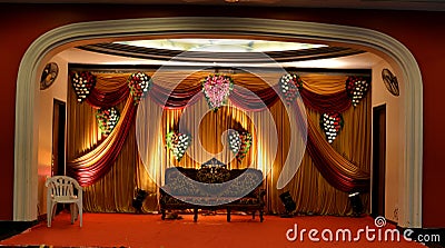 Stage with colourful curtains Stock Photo