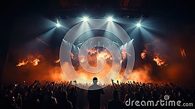 Stage of a large music concert, mass event with a crowd of people Stock Photo