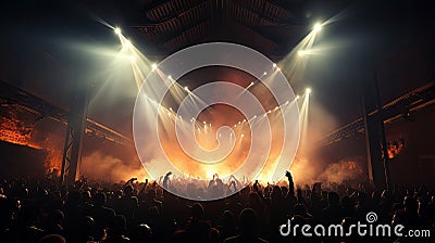 Stage of a large music concert, mass event with a crowd of people Stock Photo