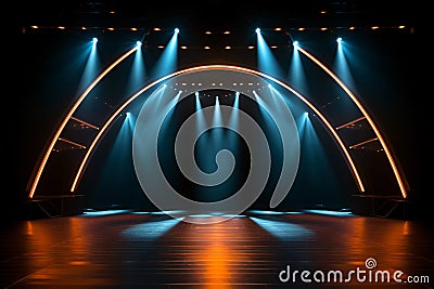 Stage light background with spotlight illuminated the stage for entertainment show, event, concert. Stage lighting. Empty stage Stock Photo