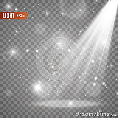 Stage lighting, a collection of transparent effects. Vector Illustration