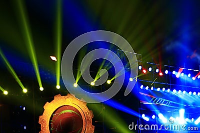 Stage lighting effect in the dark, close-up pictures Editorial Stock Photo