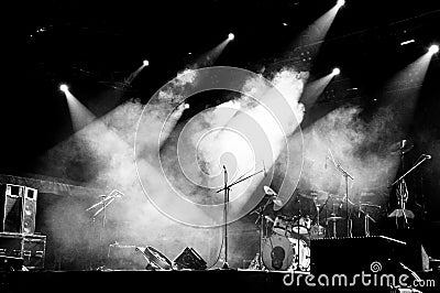 Stage in Lights - Black and White Stock Photo