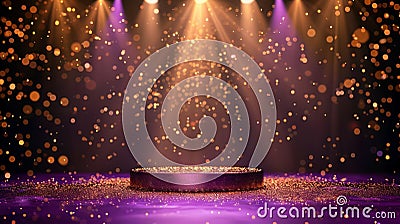 A stage with lights and confetti Stock Photo