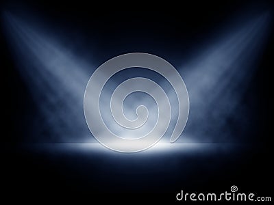 Stage lights with smoky effect Stock Photo