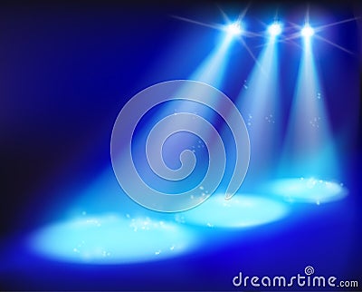 Stage lights. Vector illustration. Cartoon Illustration