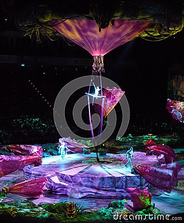 Stage Magic Avatar Cirque du Soleil Toruk the first flight Taiwan Circus Arena Cirque du Soleil Touring Show James Camerons Editorial Stock Photo
