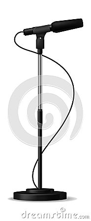 Stage microphone. Realistic concert music band device Vector Illustration