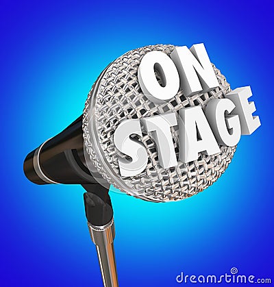 On Stage Microphone Word Concert Performance Singer Comedian Stock Photo